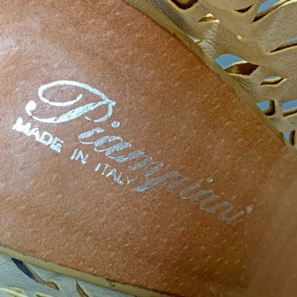 Piampiani Tan Laser Cut Leather Open Toe Booties - Picture 3 of 12